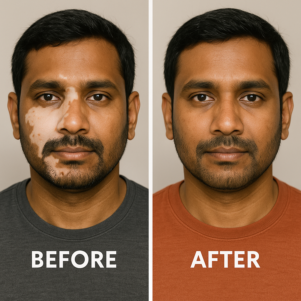 Vitiligo before and after Jeeva Homeopathy