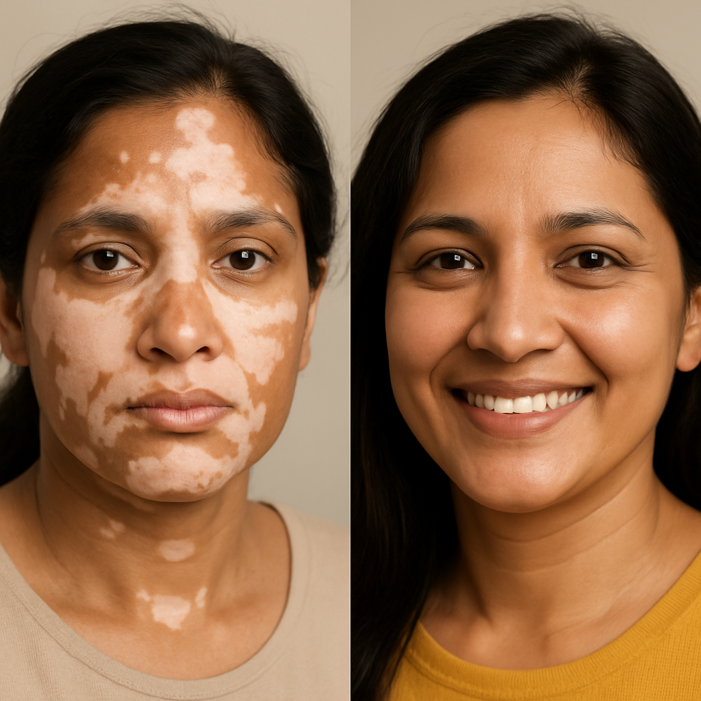 Vitiligo before and after Jeeva Homeopathy